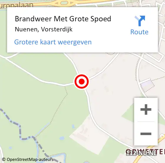 Locatie op kaart van de 112 melding: Brandweer Met Grote Spoed Naar Nuenen, Vorsterdijk op 3 februari 2020 03:33