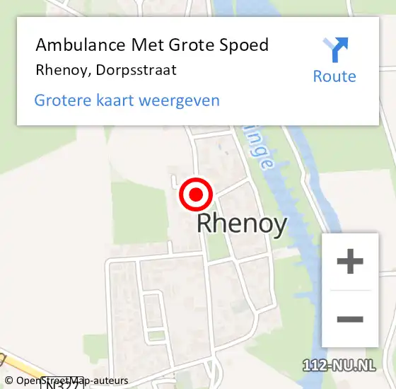 Locatie op kaart van de 112 melding: Ambulance Met Grote Spoed Naar Rhenoy, Dorpsstraat op 3 februari 2020 06:25