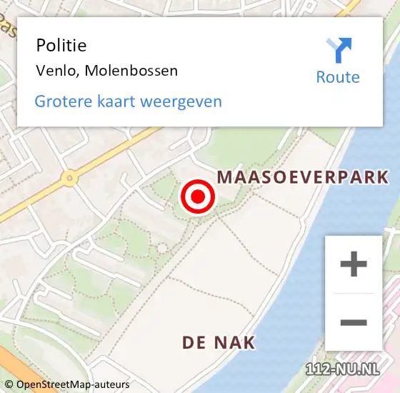 Locatie op kaart van de 112 melding: Politie Venlo, Molenbossen op 3 februari 2020 08:17