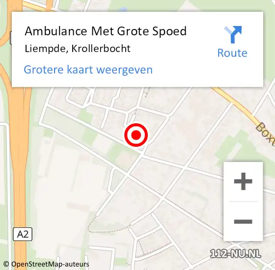 Locatie op kaart van de 112 melding: Ambulance Met Grote Spoed Naar Liempde, Krollerbocht op 3 februari 2020 08:22