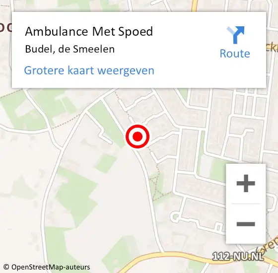 Locatie op kaart van de 112 melding: Ambulance Met Spoed Naar Budel, de Smeelen op 3 februari 2020 10:24