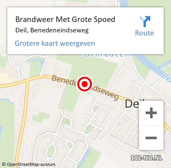 Locatie op kaart van de 112 melding: Brandweer Met Grote Spoed Naar Deil, Benedeneindseweg op 3 februari 2020 11:20