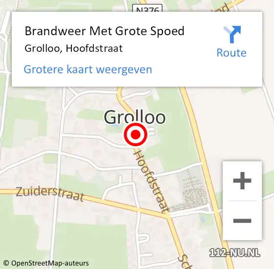 Locatie op kaart van de 112 melding: Brandweer Met Grote Spoed Naar Grolloo, Hoofdstraat op 3 februari 2020 11:34