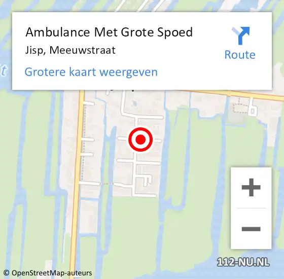 Locatie op kaart van de 112 melding: Ambulance Met Grote Spoed Naar Jisp, Meeuwstraat op 3 februari 2020 11:36