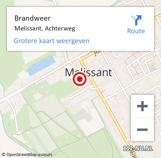 Locatie op kaart van de 112 melding: Brandweer Melissant, Achterweg op 3 februari 2020 12:34