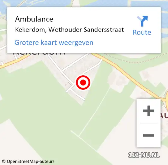 Locatie op kaart van de 112 melding: Ambulance Kekerdom, Wethouder Sandersstraat op 27 april 2014 10:05