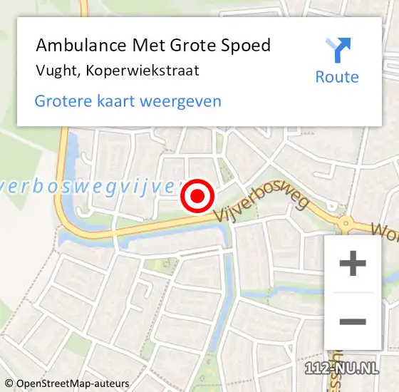 Locatie op kaart van de 112 melding: Ambulance Met Grote Spoed Naar Vught, Koperwiekstraat op 3 februari 2020 14:52