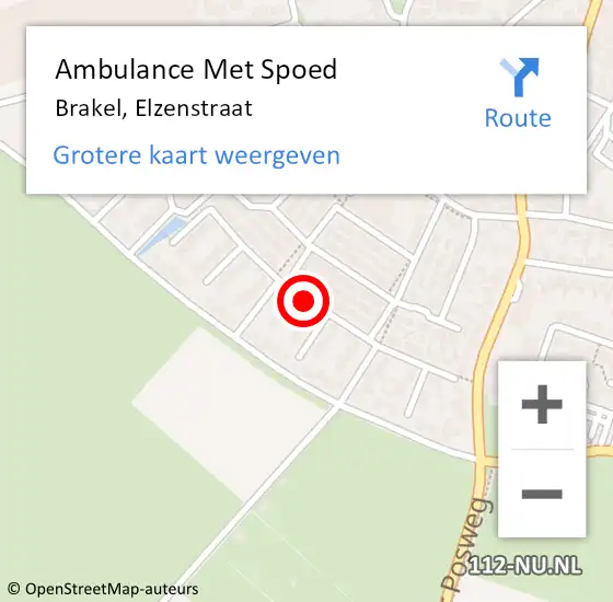 Locatie op kaart van de 112 melding: Ambulance Met Spoed Naar Brakel, Elzenstraat op 3 februari 2020 16:06