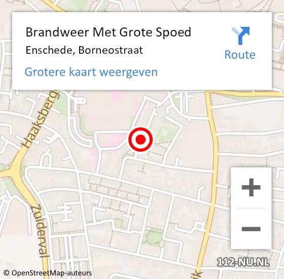 Locatie op kaart van de 112 melding: Brandweer Met Grote Spoed Naar Enschede, Borneostraat op 3 februari 2020 17:45