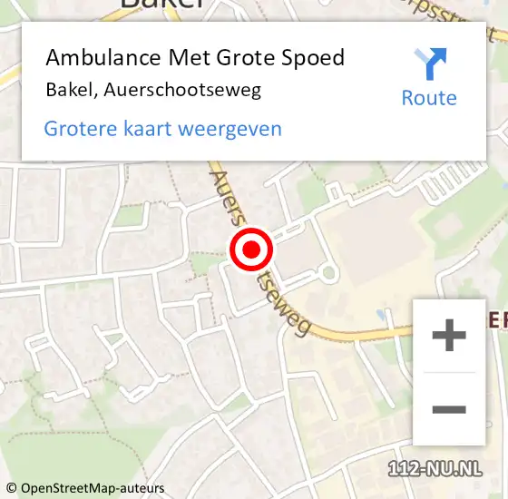 Locatie op kaart van de 112 melding: Ambulance Met Grote Spoed Naar Bakel, Auerschootseweg op 3 februari 2020 18:31