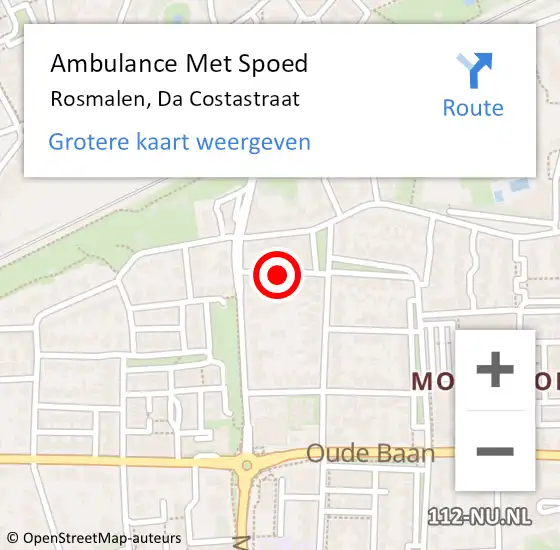 Locatie op kaart van de 112 melding: Ambulance Met Spoed Naar Rosmalen, Da Costastraat op 3 februari 2020 18:48