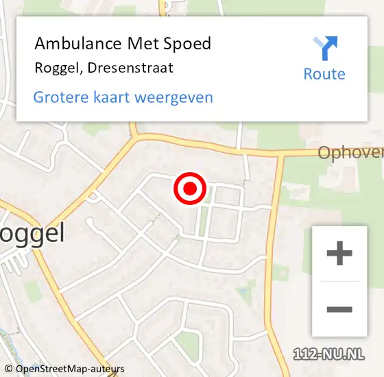 Locatie op kaart van de 112 melding: Ambulance Met Spoed Naar Roggel, Dresenstraat op 3 februari 2020 19:00