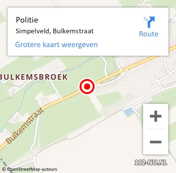 Locatie op kaart van de 112 melding: Politie Simpelveld, Bulkemstraat op 3 februari 2020 19:10