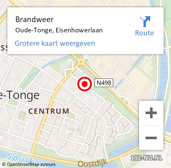 Locatie op kaart van de 112 melding: Brandweer Oude-Tonge, Eisenhowerlaan op 3 februari 2020 19:30