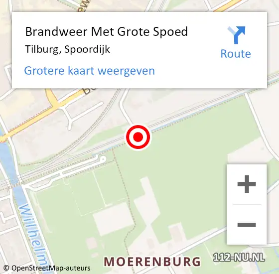 Locatie op kaart van de 112 melding: Brandweer Met Grote Spoed Naar Tilburg, Spoordijk op 3 februari 2020 19:48