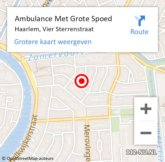 Locatie op kaart van de 112 melding: Ambulance Met Grote Spoed Naar Haarlem, Vier Sterrenstraat op 3 februari 2020 21:07