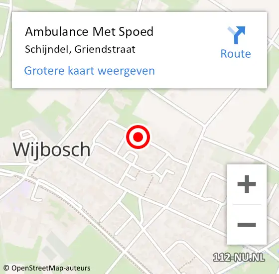 Locatie op kaart van de 112 melding: Ambulance Met Spoed Naar Schijndel, Griendstraat op 3 februari 2020 21:17