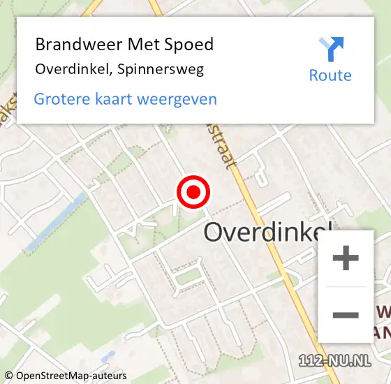 Locatie op kaart van de 112 melding: Brandweer Met Spoed Naar Overdinkel, Spinnersweg op 3 februari 2020 21:50