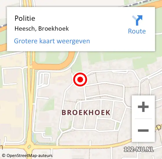 Locatie op kaart van de 112 melding: Politie Heesch, Broekhoek op 4 februari 2020 00:32