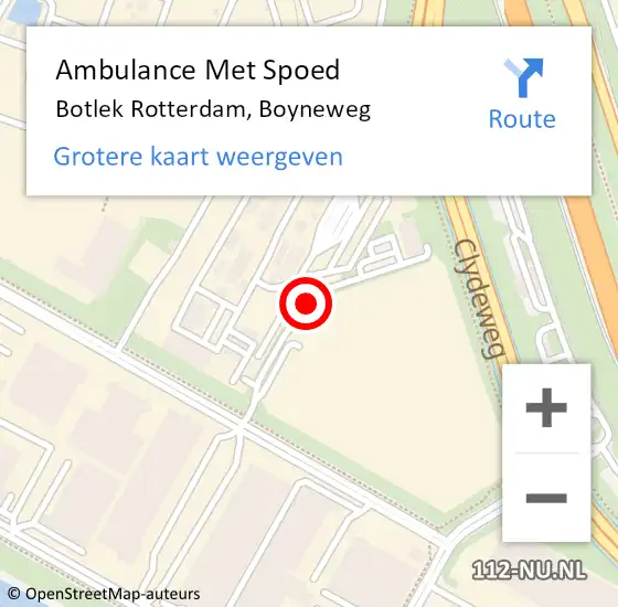 Locatie op kaart van de 112 melding: Ambulance Met Spoed Naar Botlek Rotterdam, Boyneweg op 4 februari 2020 04:23