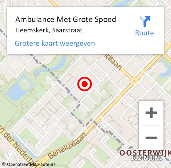 Locatie op kaart van de 112 melding: Ambulance Met Grote Spoed Naar Heemskerk, Saarstraat op 4 februari 2020 04:30