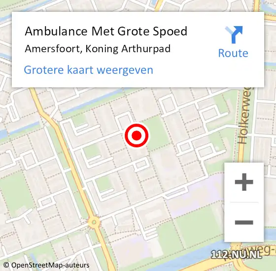 Locatie op kaart van de 112 melding: Ambulance Met Grote Spoed Naar Amersfoort, Koning Arthurpad op 27 april 2014 11:20