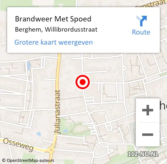 Locatie op kaart van de 112 melding: Brandweer Met Spoed Naar Berghem, Willibrordusstraat op 4 februari 2020 07:09