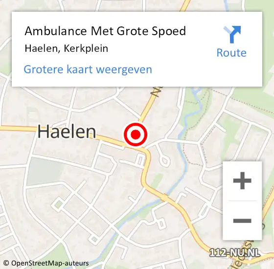 Locatie op kaart van de 112 melding: Ambulance Met Grote Spoed Naar Haelen, Kerkplein op 4 februari 2020 10:00