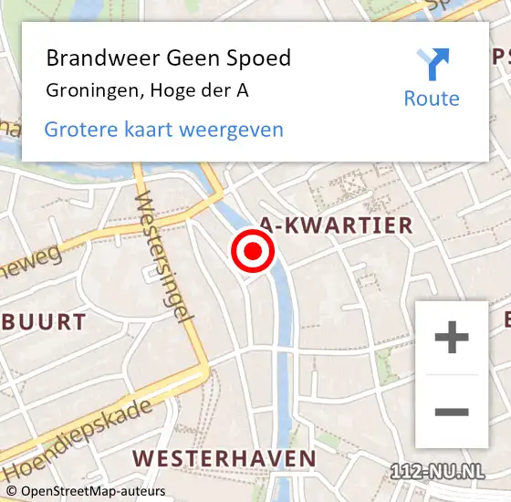 Locatie op kaart van de 112 melding: Brandweer Geen Spoed Naar Groningen, Hoge der A op 4 februari 2020 10:30