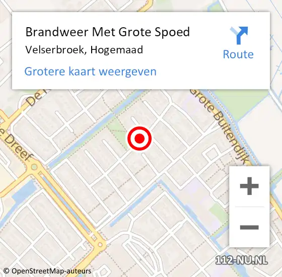 Locatie op kaart van de 112 melding: Brandweer Met Grote Spoed Naar Velserbroek, Hogemaad op 4 februari 2020 13:05