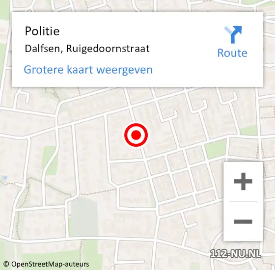 Locatie op kaart van de 112 melding: Politie Dalfsen, Ruigedoornstraat op 4 februari 2020 13:10