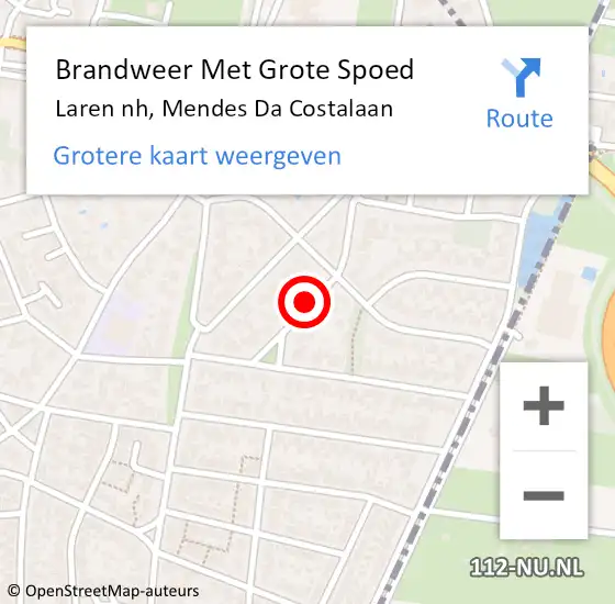 Locatie op kaart van de 112 melding: Brandweer Met Grote Spoed Naar Laren nh, Mendes Da Costalaan op 4 februari 2020 14:46