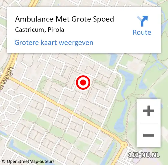 Locatie op kaart van de 112 melding: Ambulance Met Grote Spoed Naar Castricum, Pirola op 4 februari 2020 15:49