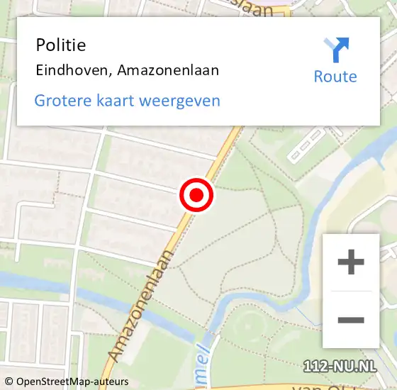 Locatie op kaart van de 112 melding: Politie Eindhoven, Amazonenlaan op 4 februari 2020 16:11