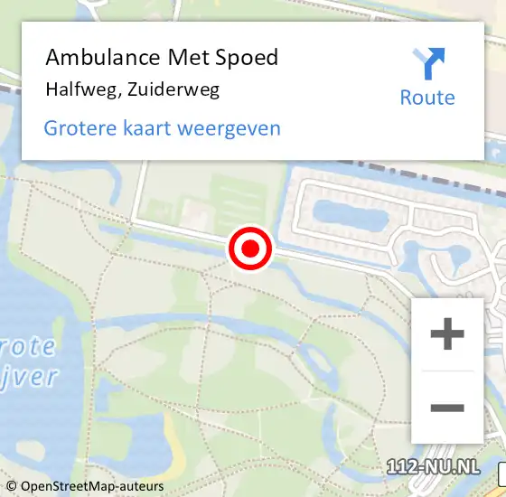 Locatie op kaart van de 112 melding: Ambulance Met Spoed Naar Halfweg, Zuiderweg op 4 februari 2020 16:12