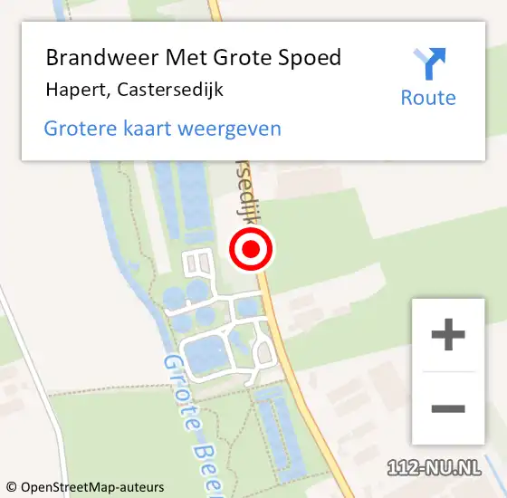 Locatie op kaart van de 112 melding: Brandweer Met Grote Spoed Naar Hapert, Castersedijk op 4 februari 2020 17:14