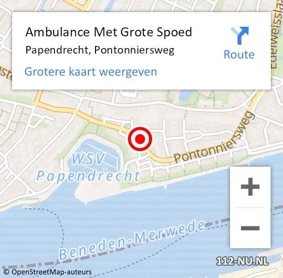 Locatie op kaart van de 112 melding: Ambulance Met Grote Spoed Naar Papendrecht, Pontonniersweg op 4 februari 2020 17:23