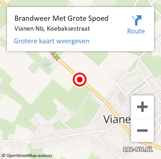 Locatie op kaart van de 112 melding: Brandweer Met Grote Spoed Naar Vianen Nb, Koebaksestraat op 4 februari 2020 17:32