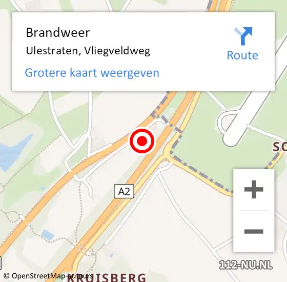 Locatie op kaart van de 112 melding: Brandweer Ulestraten, Vliegveldweg op 27 april 2014 12:33