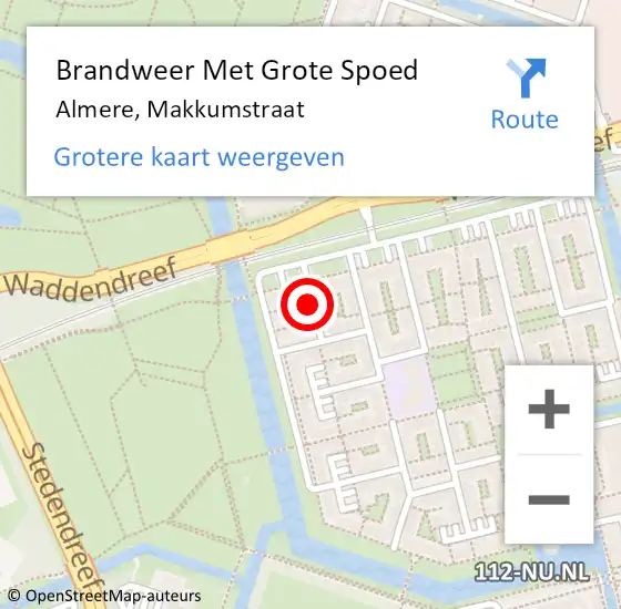 Locatie op kaart van de 112 melding: Brandweer Met Grote Spoed Naar Almere, Makkumstraat op 4 februari 2020 18:04