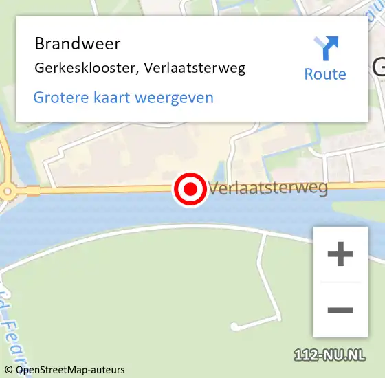 Locatie op kaart van de 112 melding: Brandweer Gerkesklooster, Verlaatsterweg op 4 februari 2020 19:21