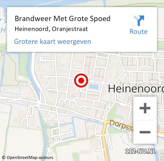 Locatie op kaart van de 112 melding: Brandweer Met Grote Spoed Naar Heinenoord, Oranjestraat op 4 februari 2020 21:00