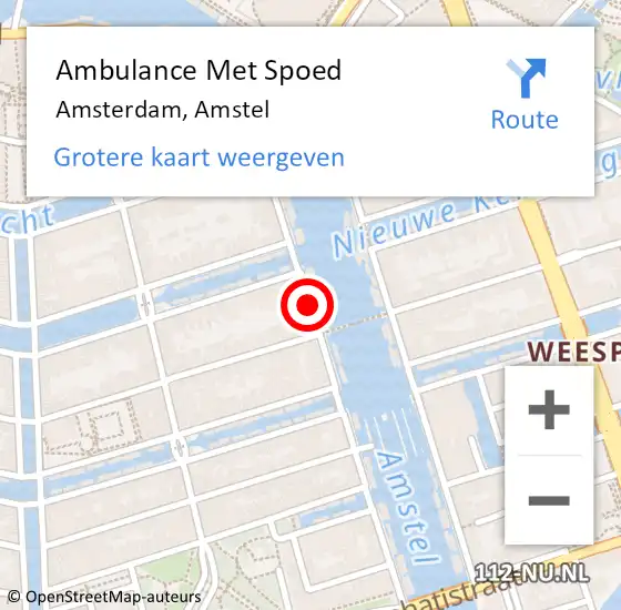 Locatie op kaart van de 112 melding: Ambulance Met Spoed Naar Amsterdam, Amstel op 4 februari 2020 21:10