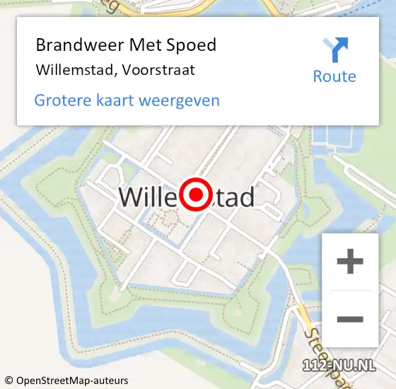 Locatie op kaart van de 112 melding: Brandweer Met Spoed Naar Willemstad, Voorstraat op 4 februari 2020 21:29