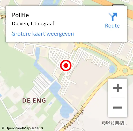 Locatie op kaart van de 112 melding: Politie Duiven, Lithograaf op 4 februari 2020 22:49