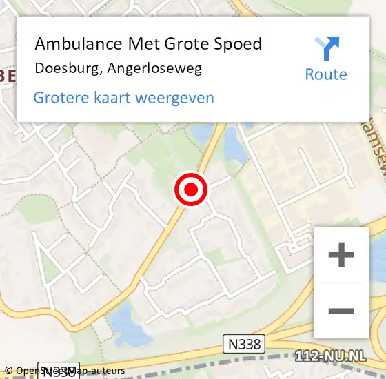 Locatie op kaart van de 112 melding: Ambulance Met Grote Spoed Naar Doesburg, Angerloseweg op 5 februari 2020 00:34