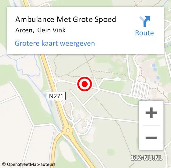 Locatie op kaart van de 112 melding: Ambulance Met Grote Spoed Naar Arcen, Klein Vink op 5 februari 2020 01:48