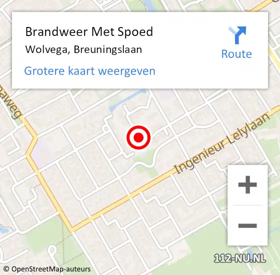 Locatie op kaart van de 112 melding: Brandweer Met Spoed Naar Wolvega, Breuningslaan op 5 februari 2020 02:35