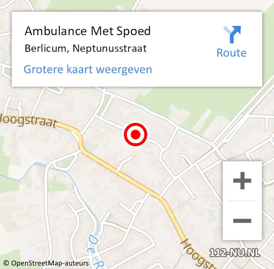 Locatie op kaart van de 112 melding: Ambulance Met Spoed Naar Berlicum, Neptunusstraat op 5 februari 2020 05:46