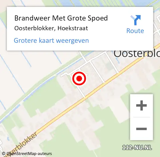 Locatie op kaart van de 112 melding: Brandweer Met Grote Spoed Naar Oosterblokker, Hoekstraat op 27 april 2014 13:15